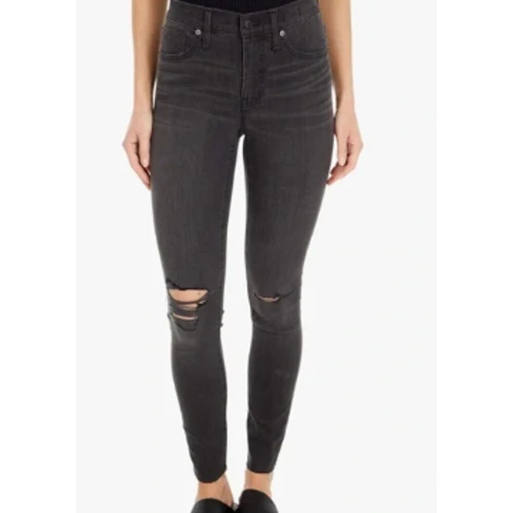 Madewell Women's Black Curvy High-Rise Skinny jeans Distressed size 28